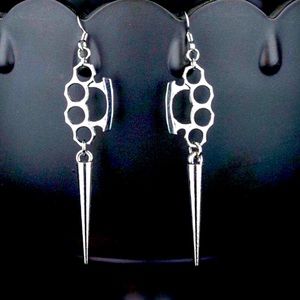 925 brass knuckle spike earrings